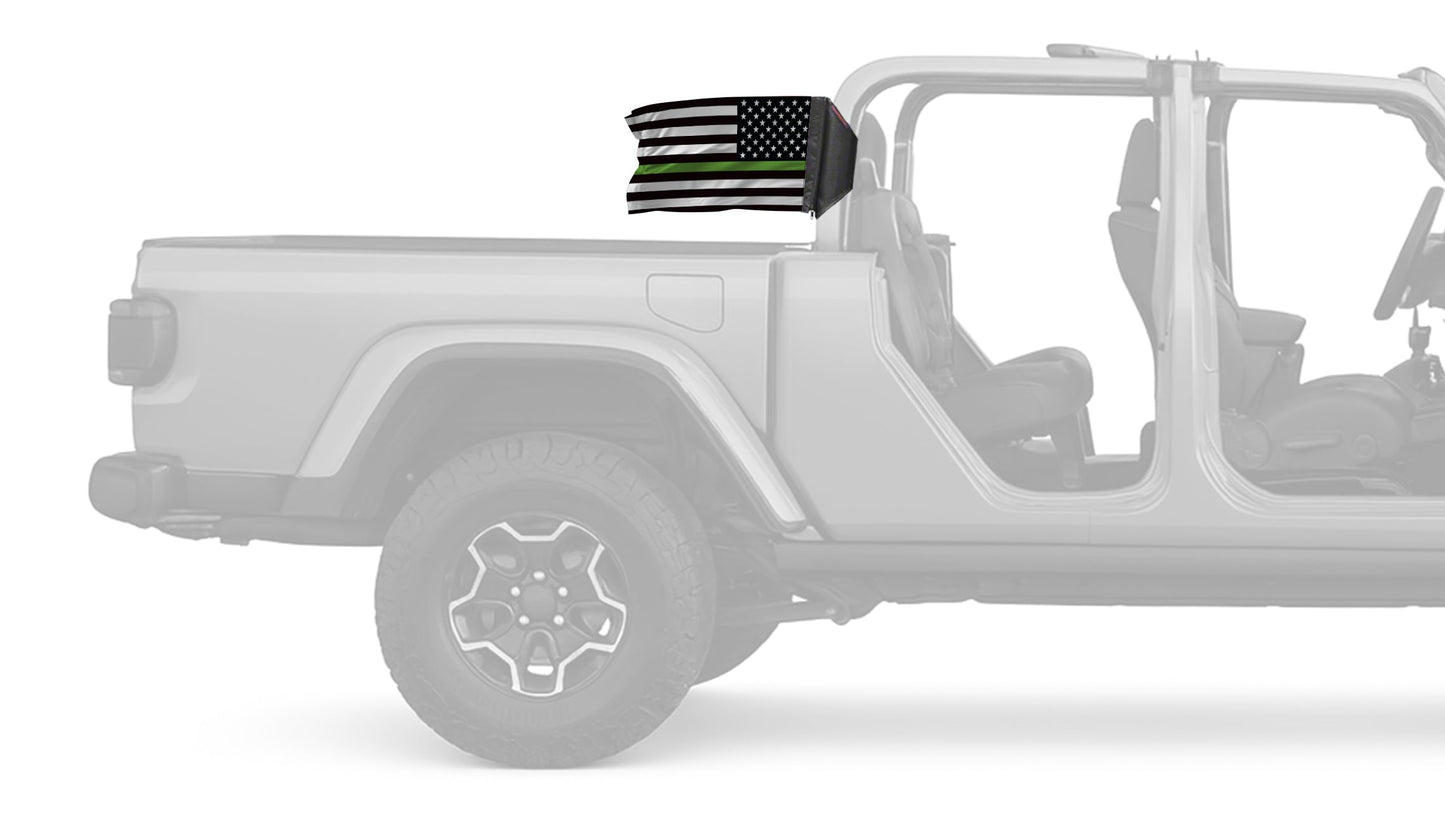 USA Subdued Thin Green Line 12"x18" Forever Wave Flag for Jeep Gladiator JT