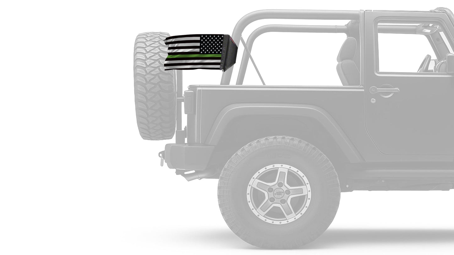 USA Subdued Thin Green Line 12"x18" Forever Wave Flag for Jeep Wrangler JL 2-Door 2018-Present