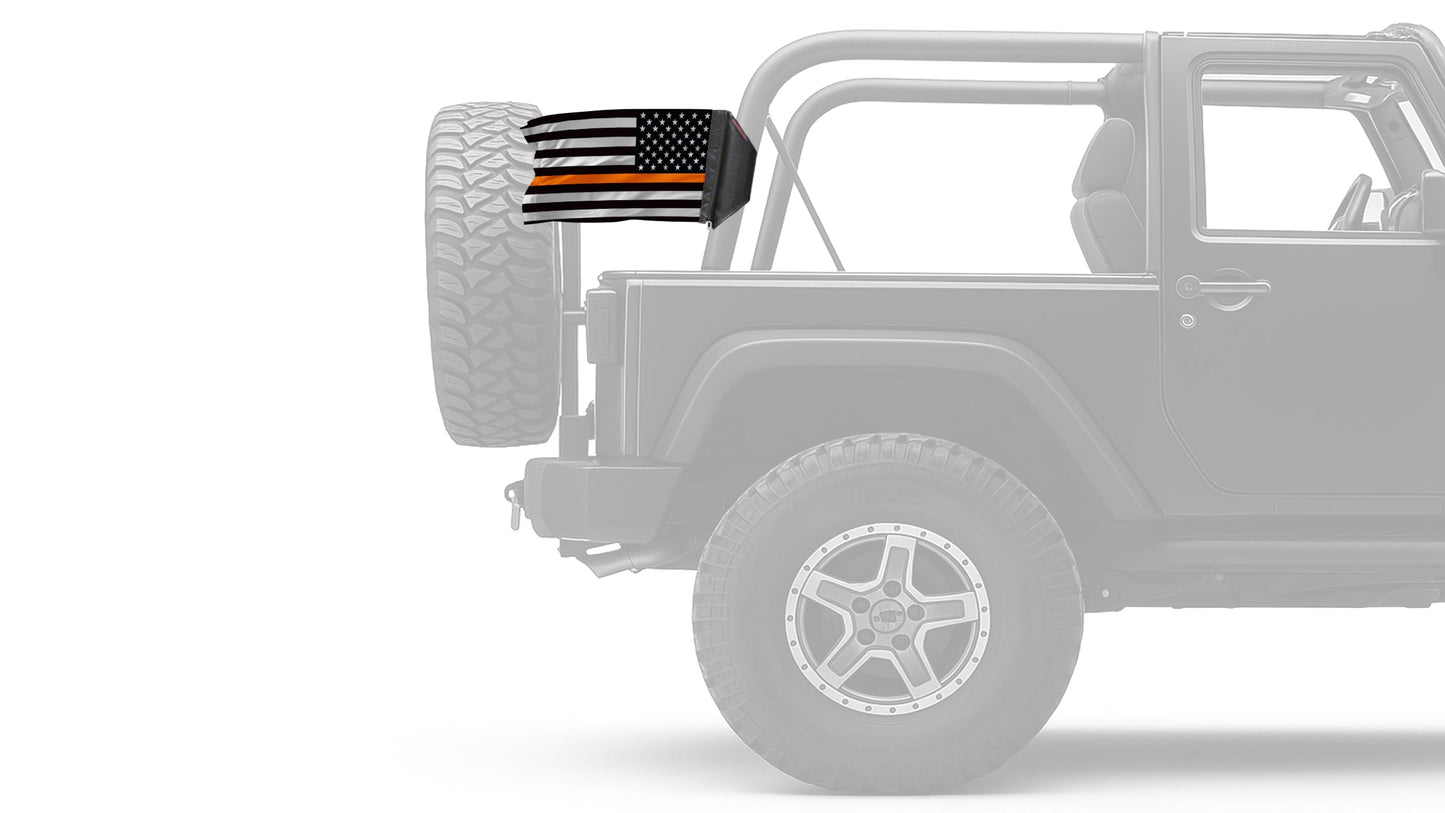 USA Subdued Thin Orange Line 12"x18" Forever Wave Flag for Jeep Wrangler YJ 1986-1995
