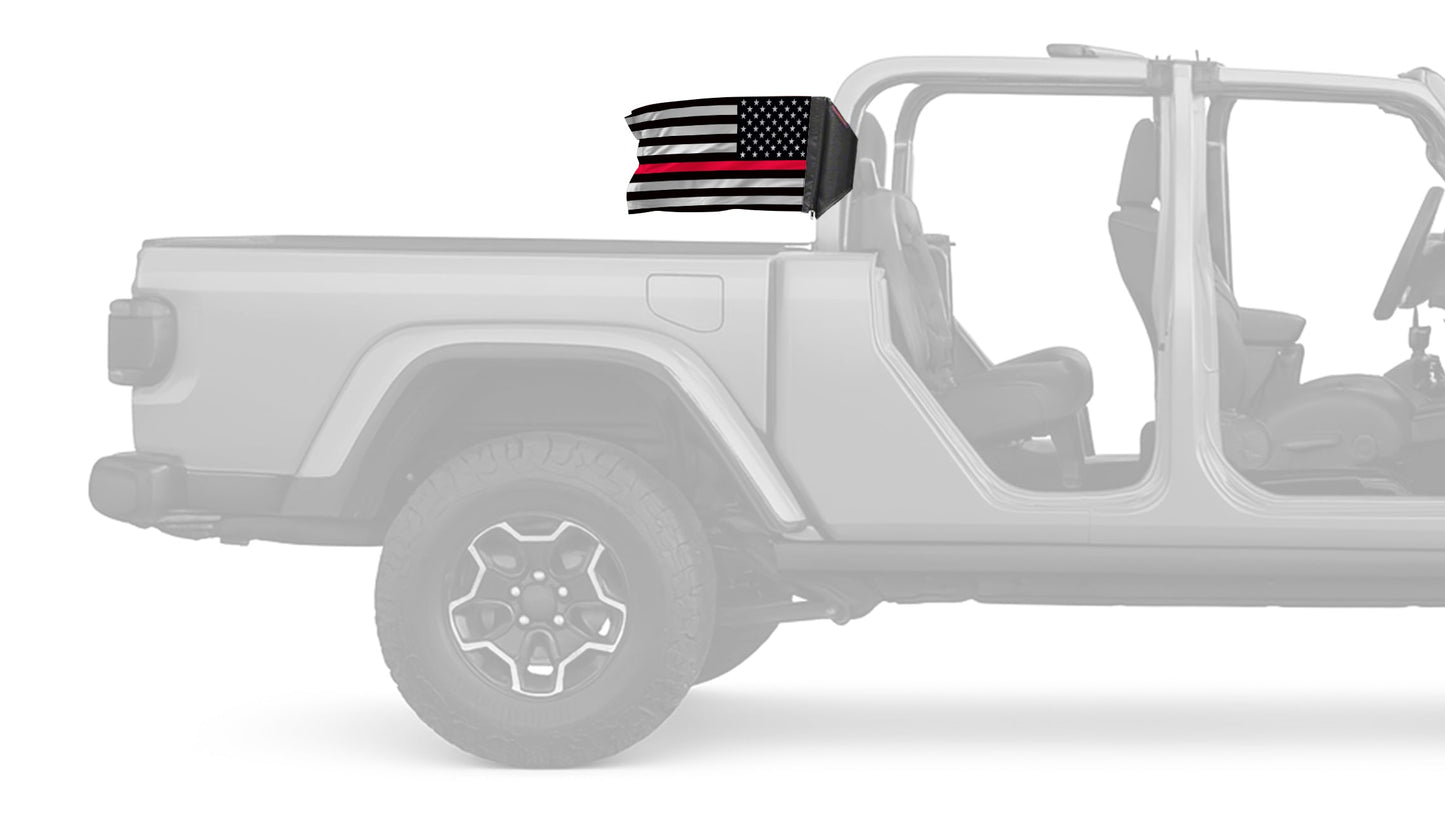 USA Subdued Thin Red Line 12"x18" Forever Wave Flag for Jeep Gladiator JT
