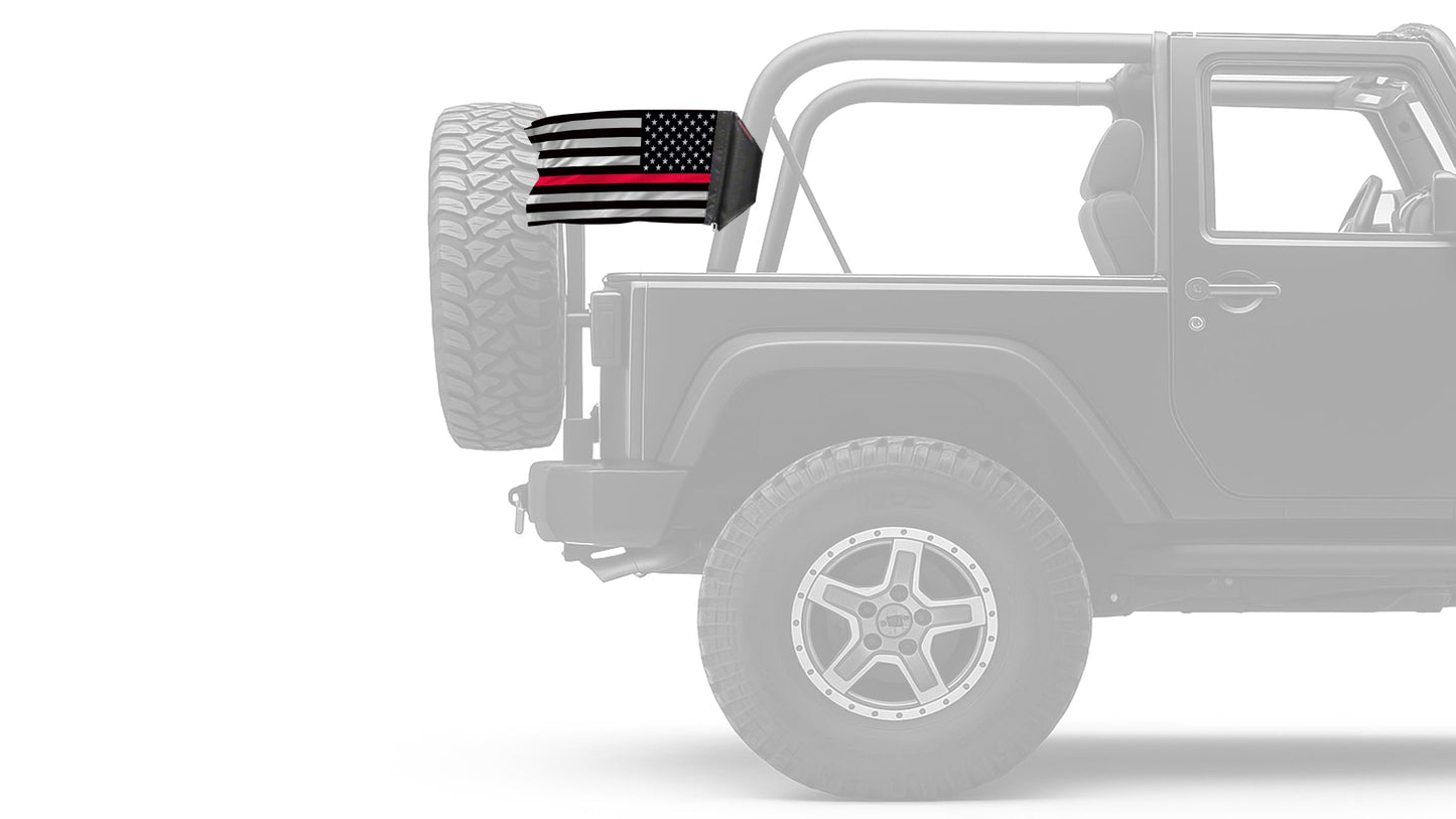 USA Subdued Thin Red Line 12"x18" Forever Wave Flag for Jeep Wrangler CJ-7 and CJ-8 1976-1986