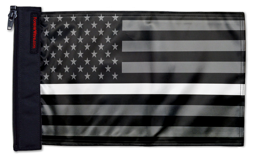 USA Subdued Thin White Line 12"x18" Forever Wave Flag for Jeep Wrangler LJ 2003-2006