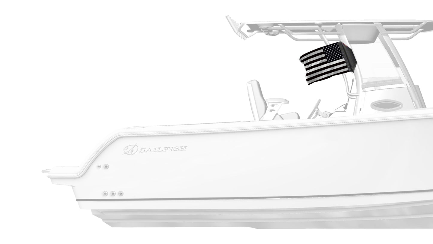 USA Subdued Thin White Line 12"x18" Forever Wave Flag for Boats