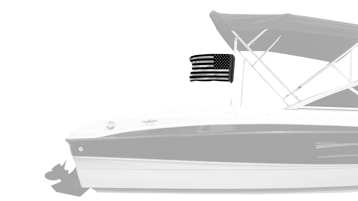 USA Subdued Thin White Line 12"x18" Forever Wave Flag for Boats