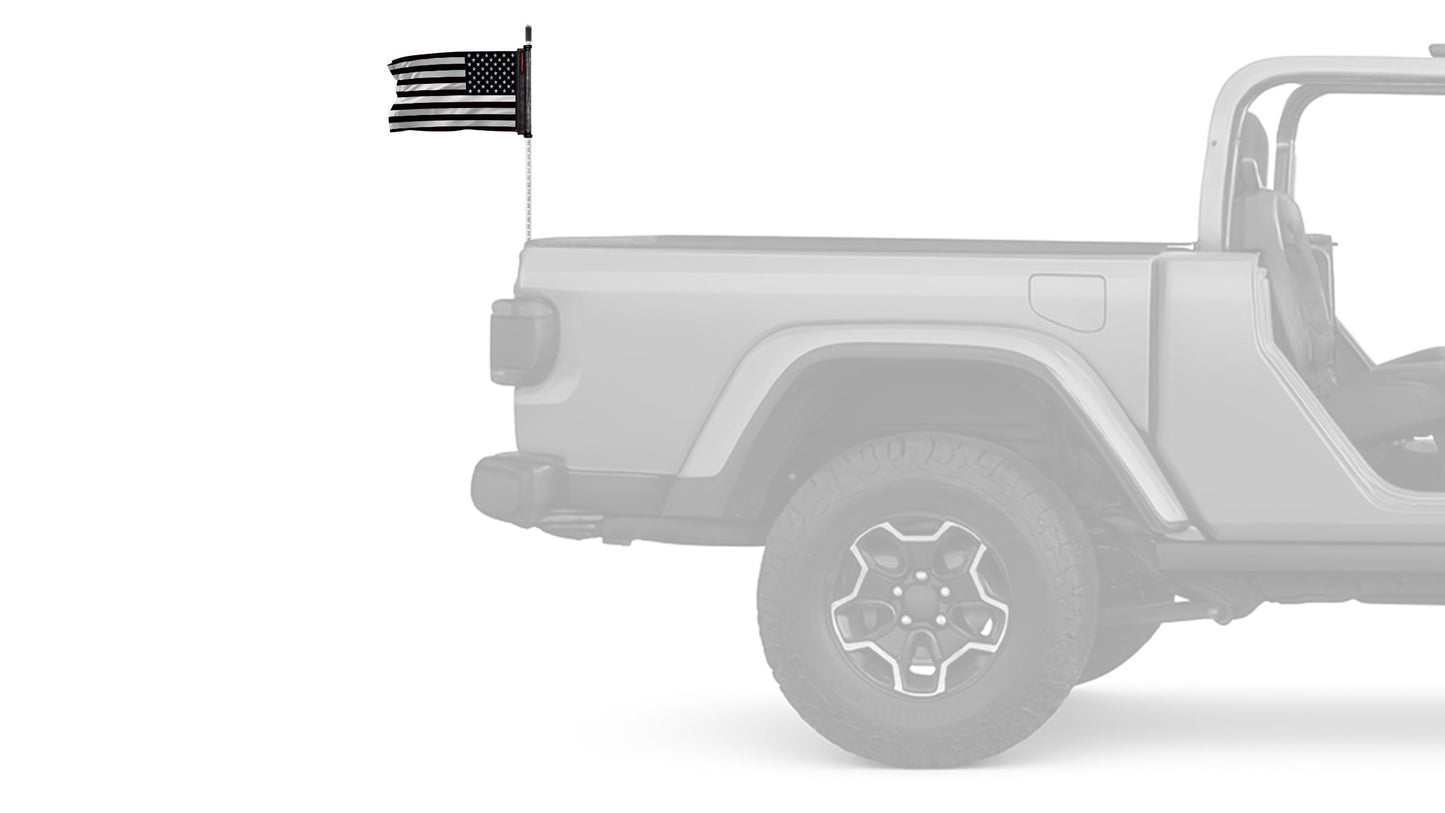 USA Subdued Thin White Line 12"x18" Forever Wave Flag for Jeep Wrangler JK 2-Door 2007-2018