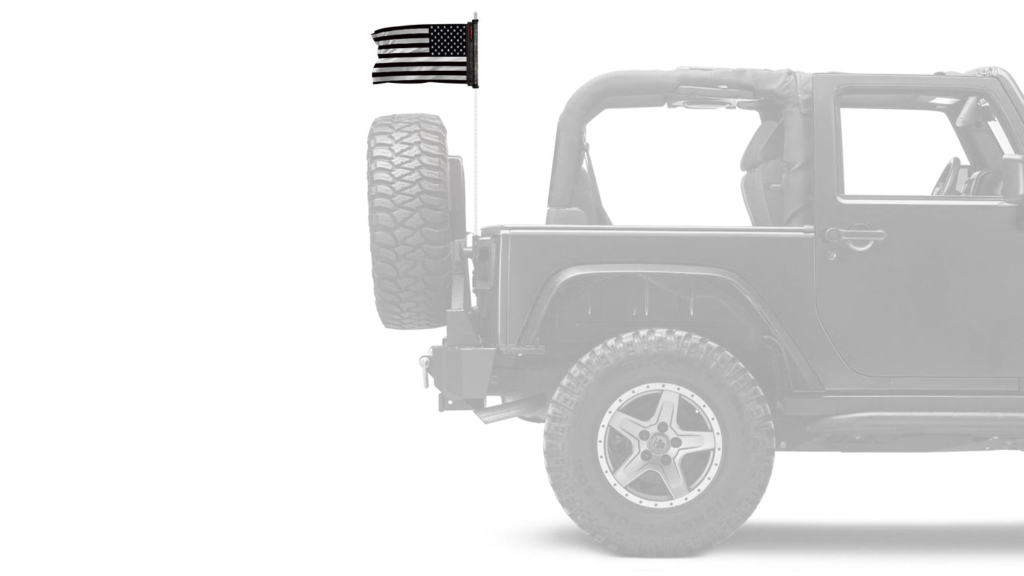 USA Subdued Thin White Line 12"x18" Forever Wave Flag for Jeep Wrangler JL 2-Door 2018-Present