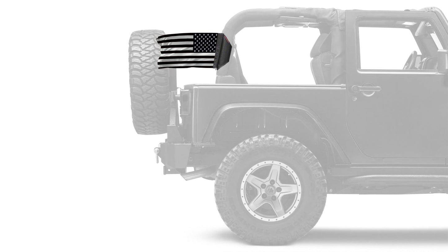 USA Subdued Thin White Line 12"x18" Forever Wave Flag for Jeep Wrangler TJ 1996-2006