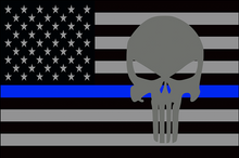 USA Subdued Thin Blue Line Punisher 12"x18" Forever Wave Flag for Bronco