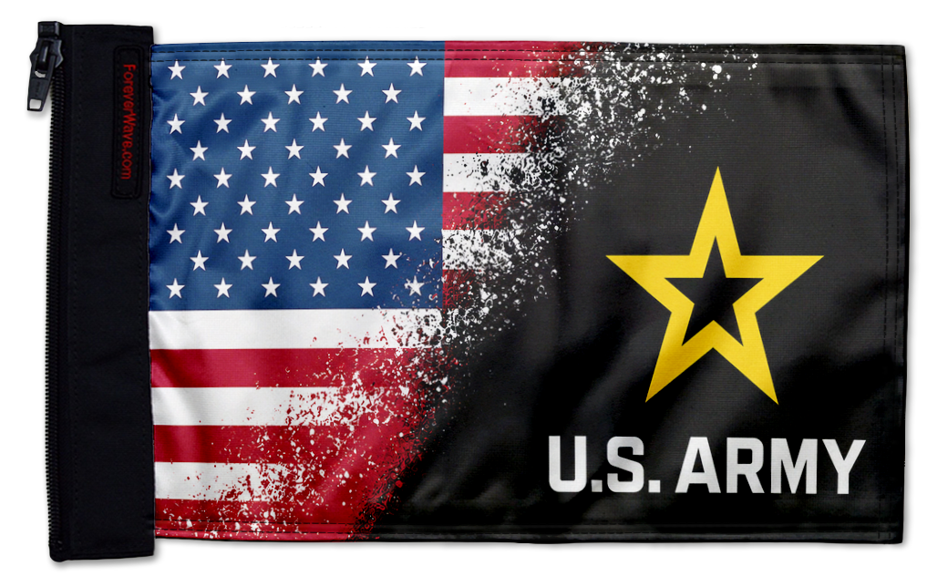 USA Army 12"x18" Forever Wave zip-on flag for Golf Carts