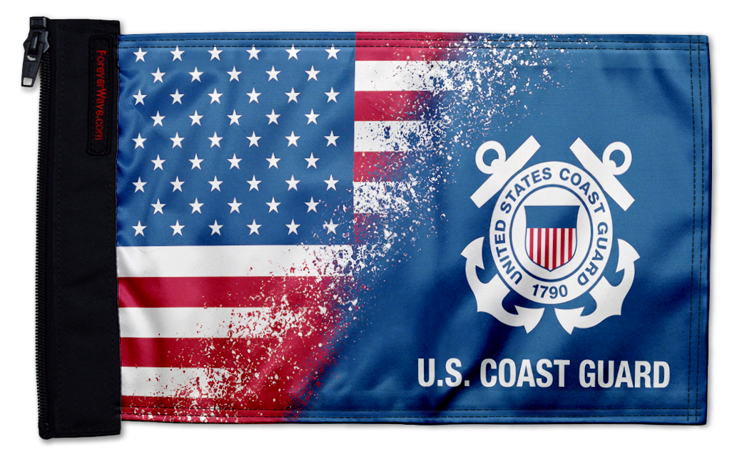 USA Coast Guard 12"x18" Forever Wave zip-on flag for Boats