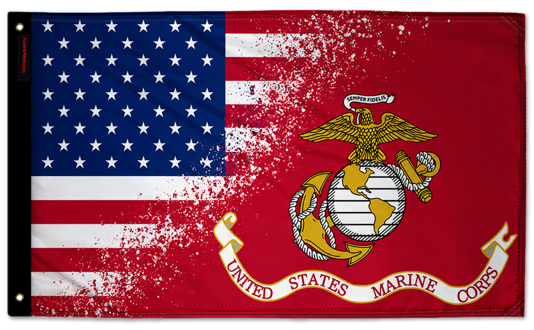 USA Marines 3'x5' double-sided flag made in the USA