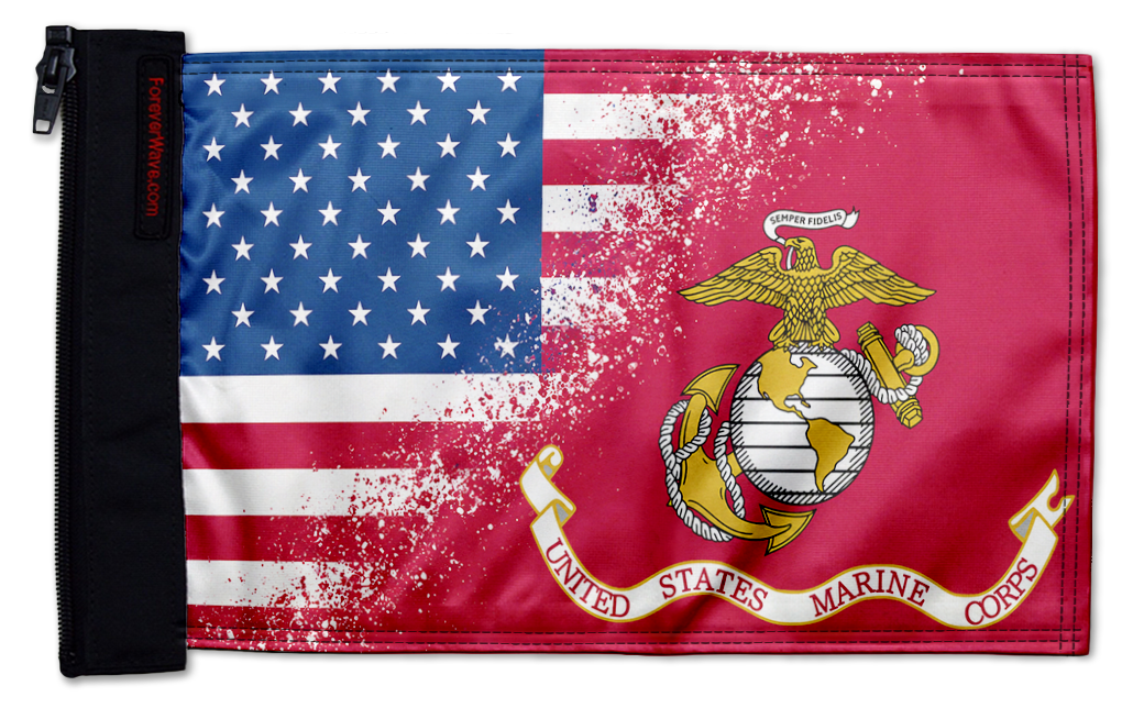 USA Marines 12"x18" Forever Wave zip-on flag for Jeep Gladiator JT