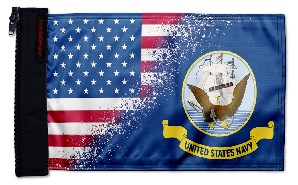 USA Navy 12"x18" Forever Wave zip-on flag for Jeep Gladiator JT