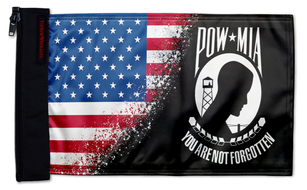 USA POW MIA 12"x18" Forever Wave zip-on flag
