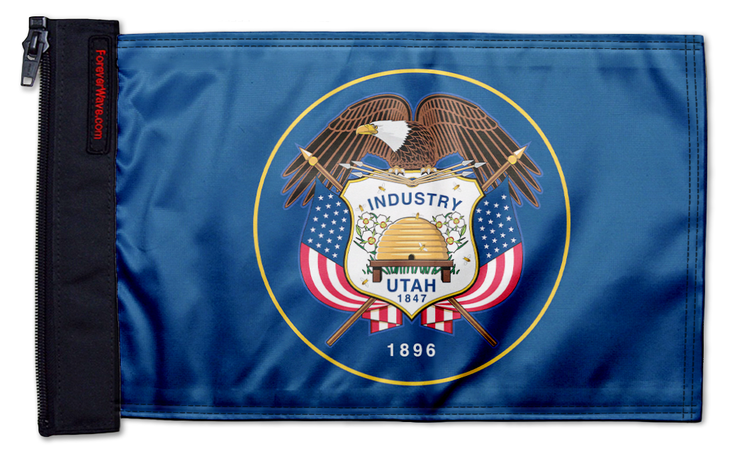 State Flag Utah "Old Style" 12"x18" Forever Wave Flag for Jeep Wrangler JLU 4-Door 2018-Present