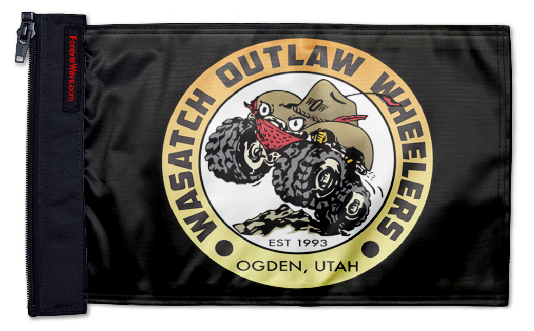 Wasatch Outlaw Wheelers Flag 12"x18" Forever Wave Flag