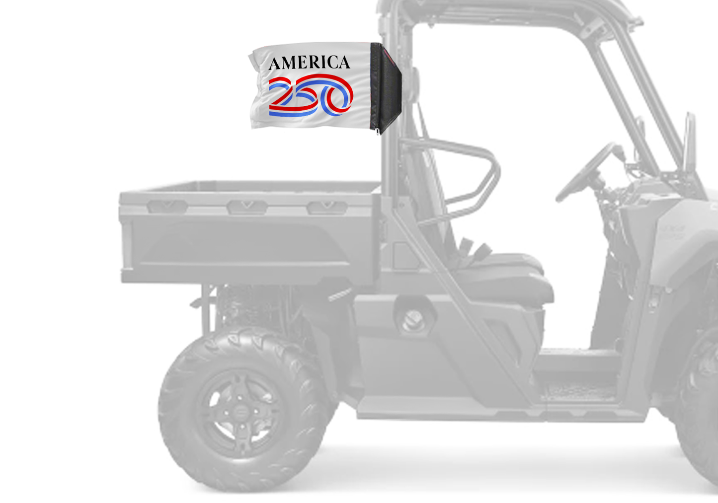 America 250 Forever Wave white flag mounted on a UTV