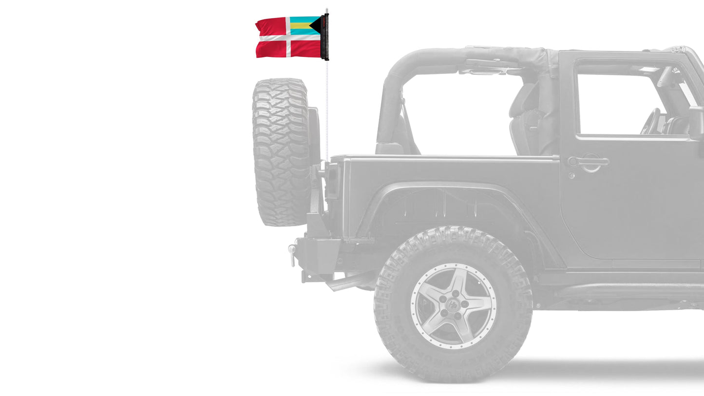Bahamas Courtesy 12"x18" Forever Wave Flag for Jeep Wrangler JL 2-Door 2018-Present