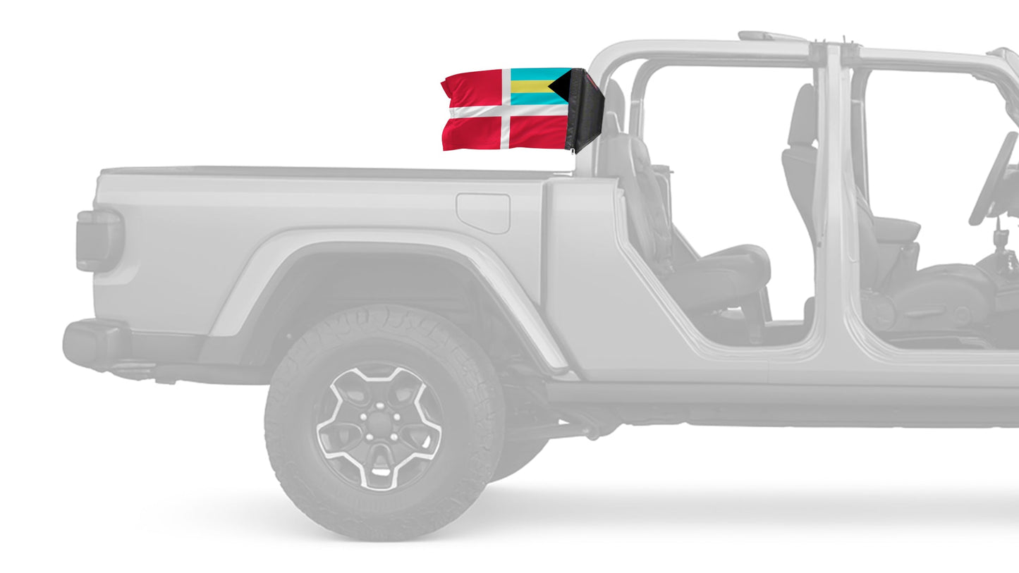 Bahamas Courtesy 12"x18" Forever Wave Flag for Jeep Gladiator JT