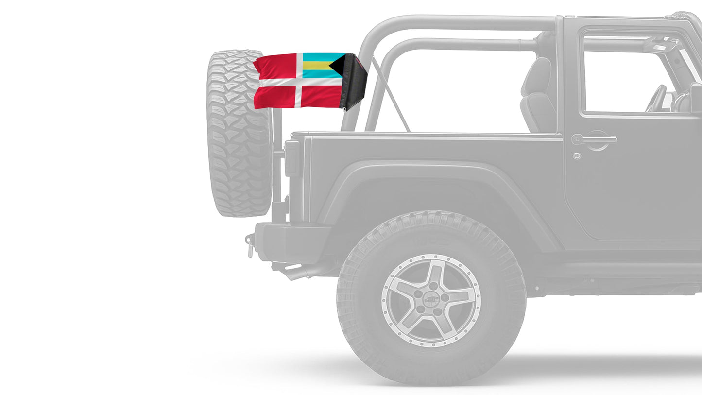 Bahamas Courtesy 12"x18" Forever Wave Flag for Jeep Wrangler CJ-7 and CJ-8 1976-1986