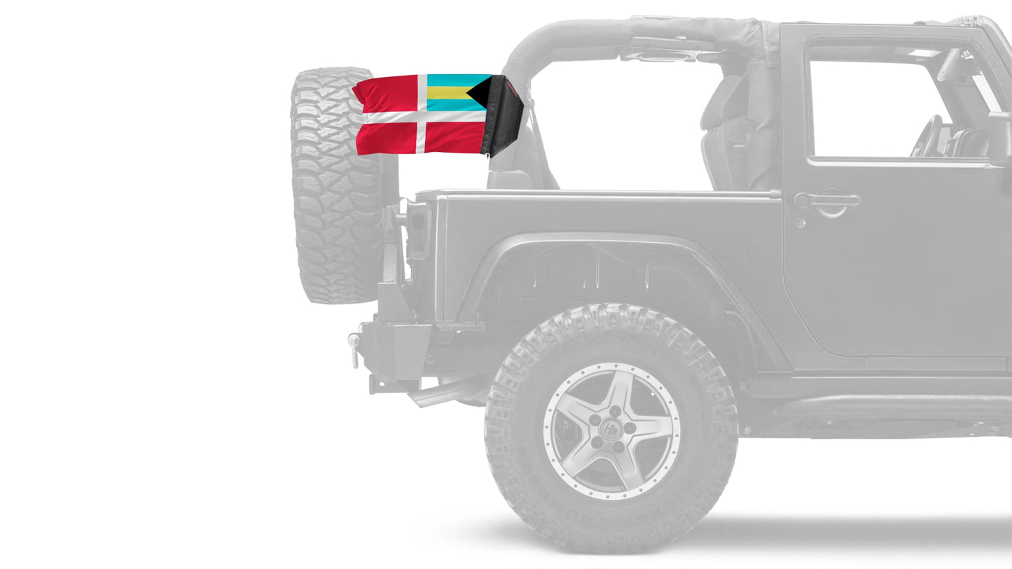 Bahamas Courtesy 12"x18" Forever Wave Flag for Jeep Wrangler TJ 1996-2006