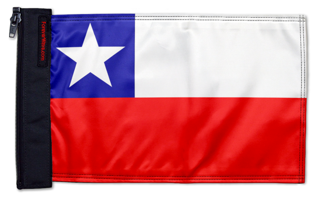 Chile 12"x18" Forever Wave Flag for Jeep Wrangler JK 2-Door 2007-2018