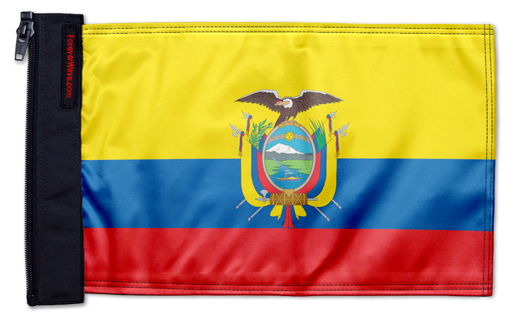 Ecuador 12"x18" Forever Wave Flag for Jeep Wrangler TJ 1996-2006