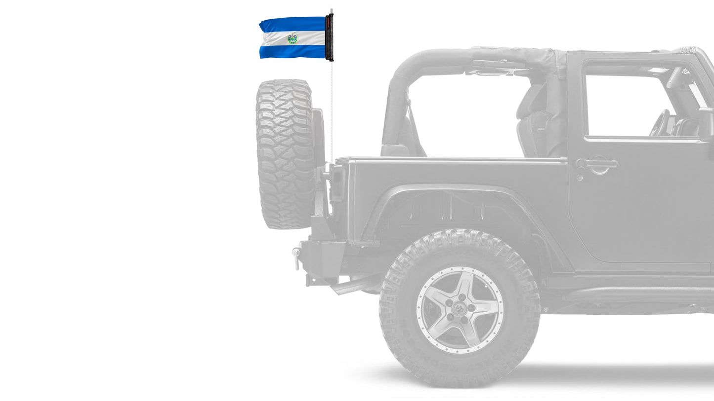 El Salvador 12"x18" Forever Wave Flag for Jeep Wrangler JL 2-Door 2018-Present
