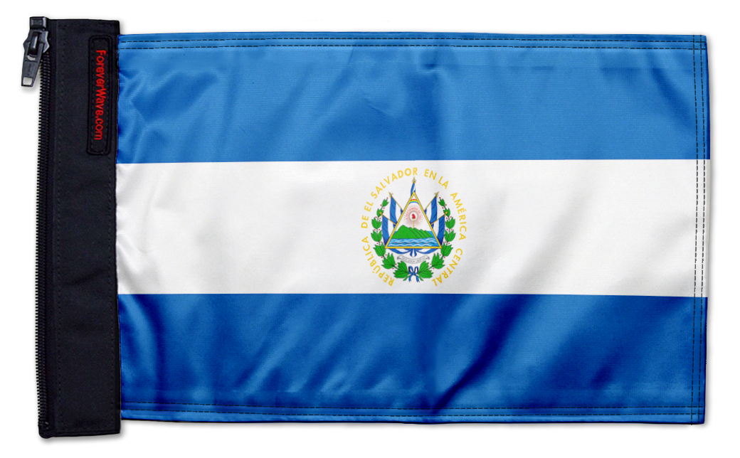El Salvador 12"x18" Forever Wave Flag for Jeep Wrangler JL 2-Door 2018-Present
