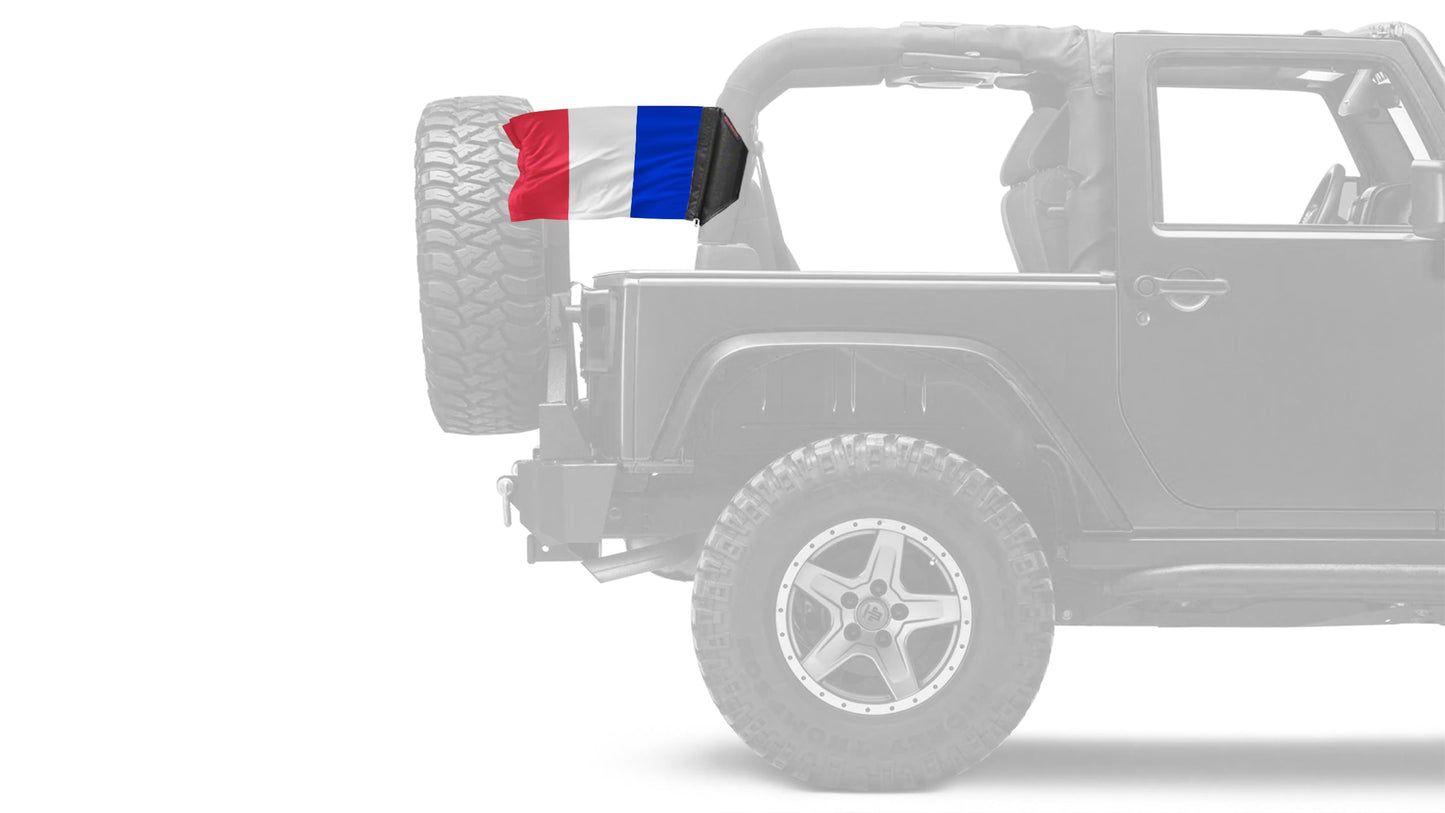 France 12"x18" Forever Wave Flag for Jeep Wrangler JK 2-Door 2007-2018