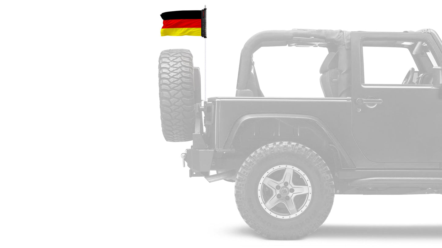 Germany 12"x18" Forever Wave Flag for Jeep Wrangler JLU 4-Door 2018-Present