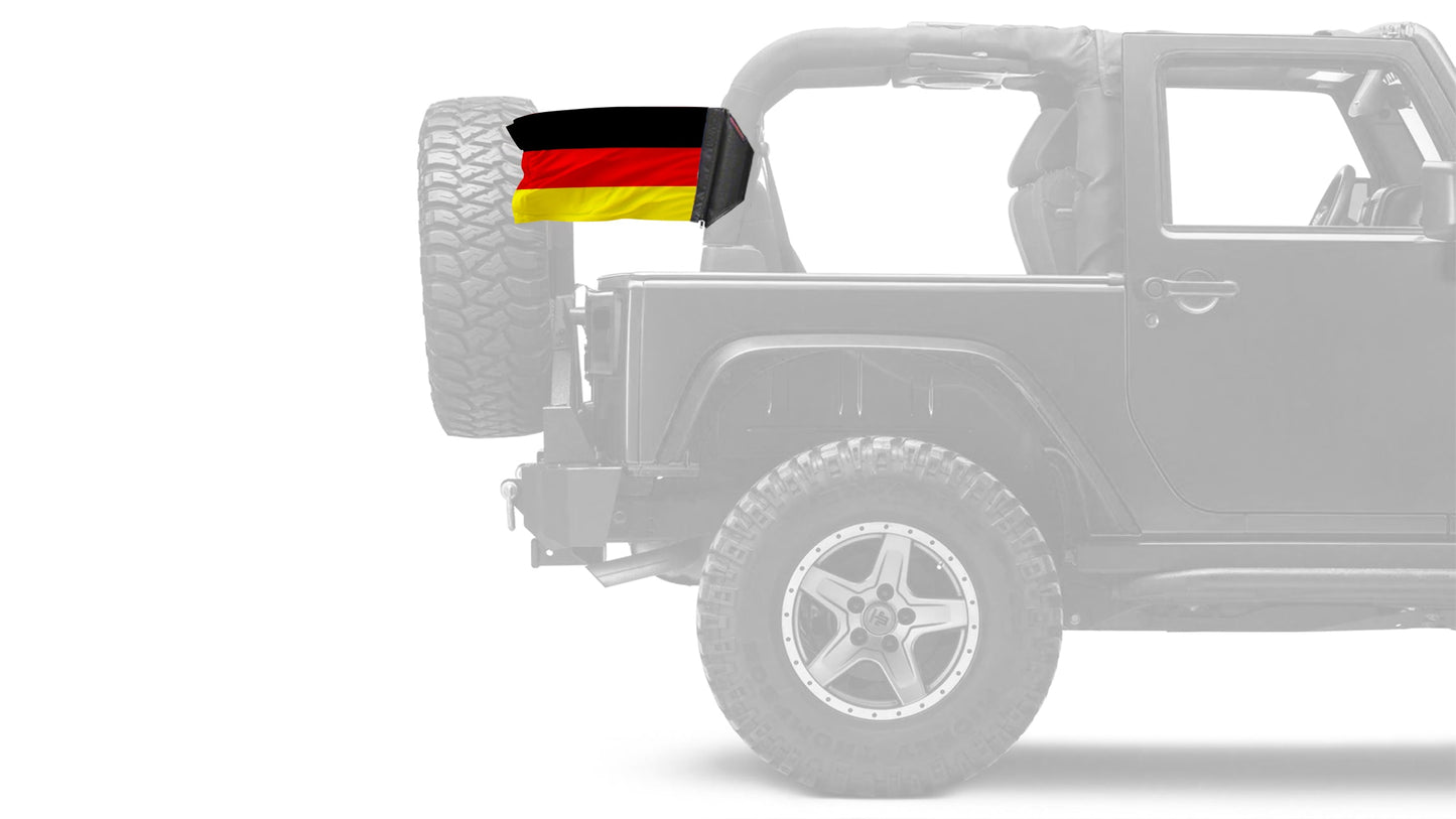 Germany 12"x18" Forever Wave Flag for Jeep Wrangler JK 2-Door 2007-2018