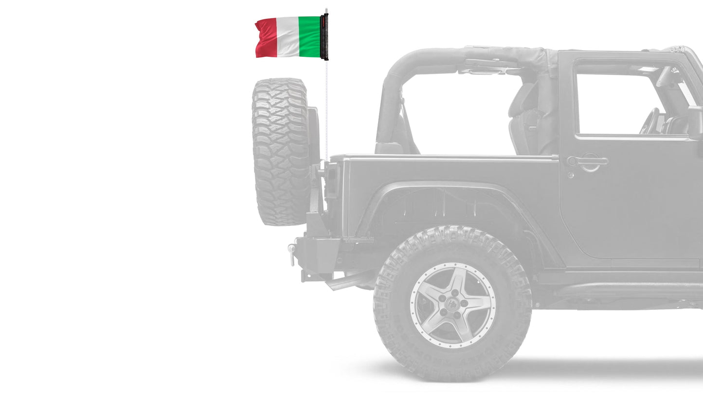 Italy 12"x18" Forever Wave Flag for Jeep Wrangler JKU 4-Door 2007-2018