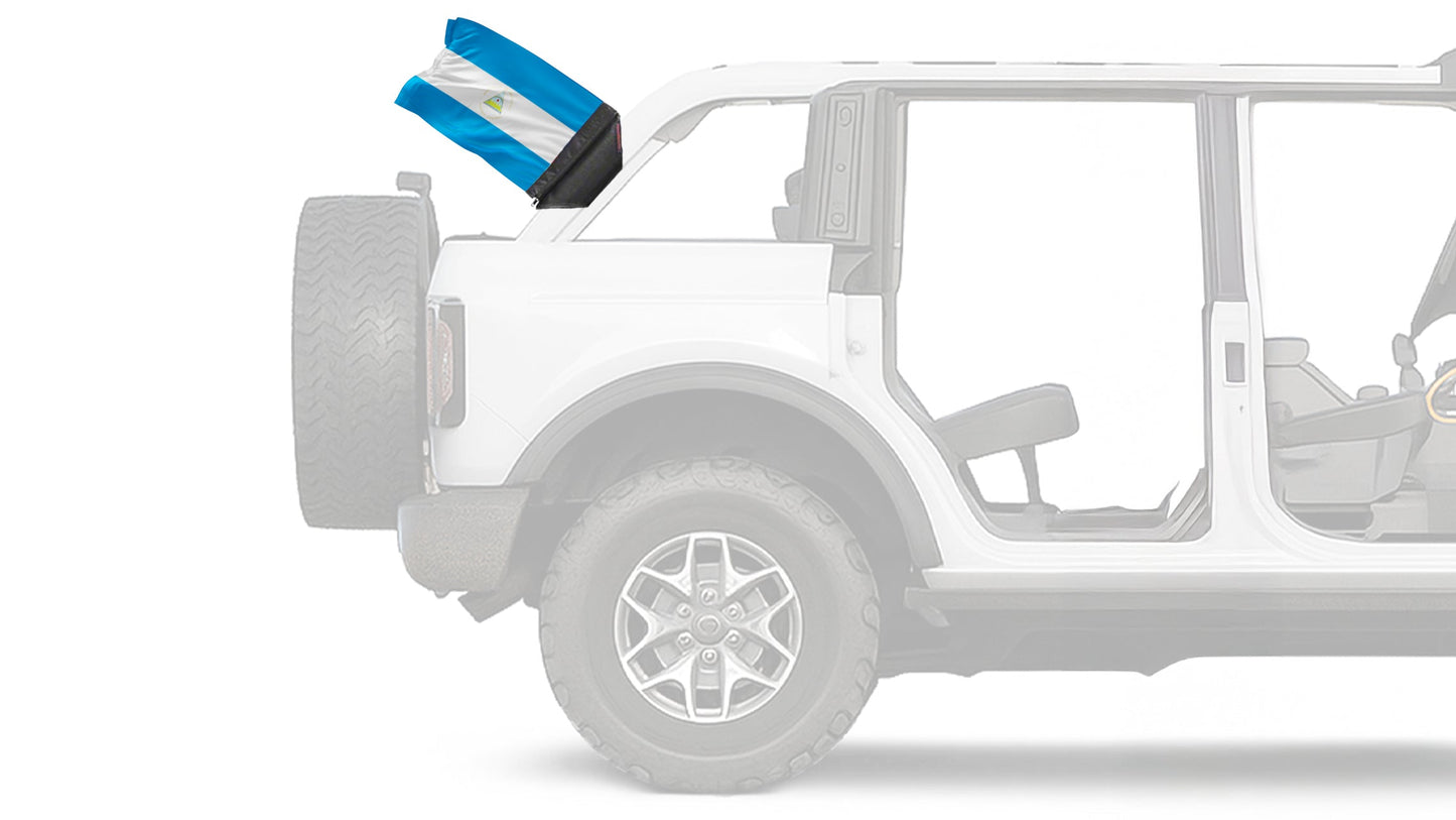 Nicaragua 12"x18" Forever Wave Flag for Bronco