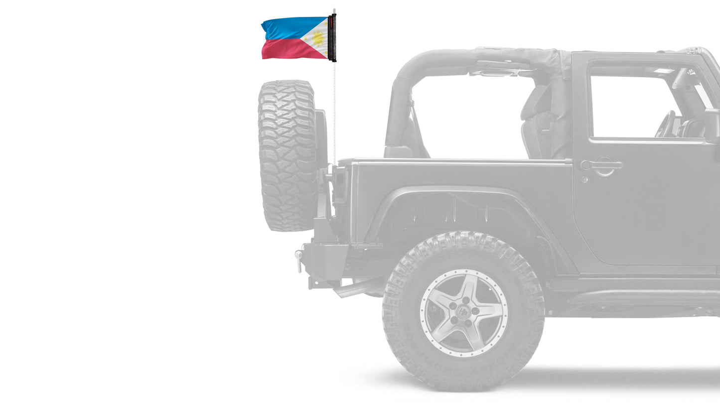 Philippines 12"x18" Forever Wave Flag for Jeep Wrangler LJ 2003-2006
