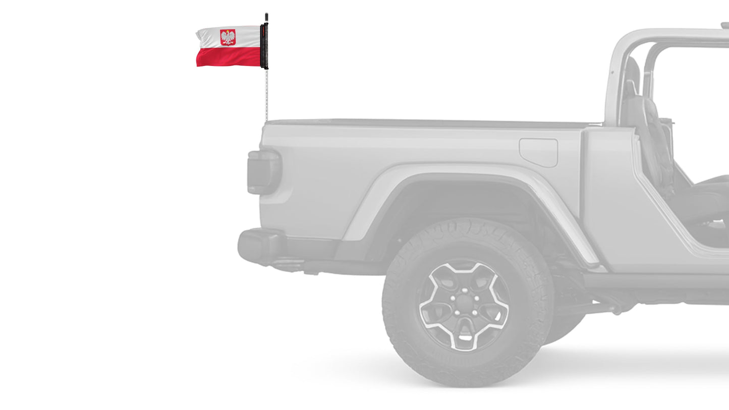 Poland 12"x18" Forever Wave Flag for Jeep Wrangler CJ-7 and CJ-8 1976-1986
