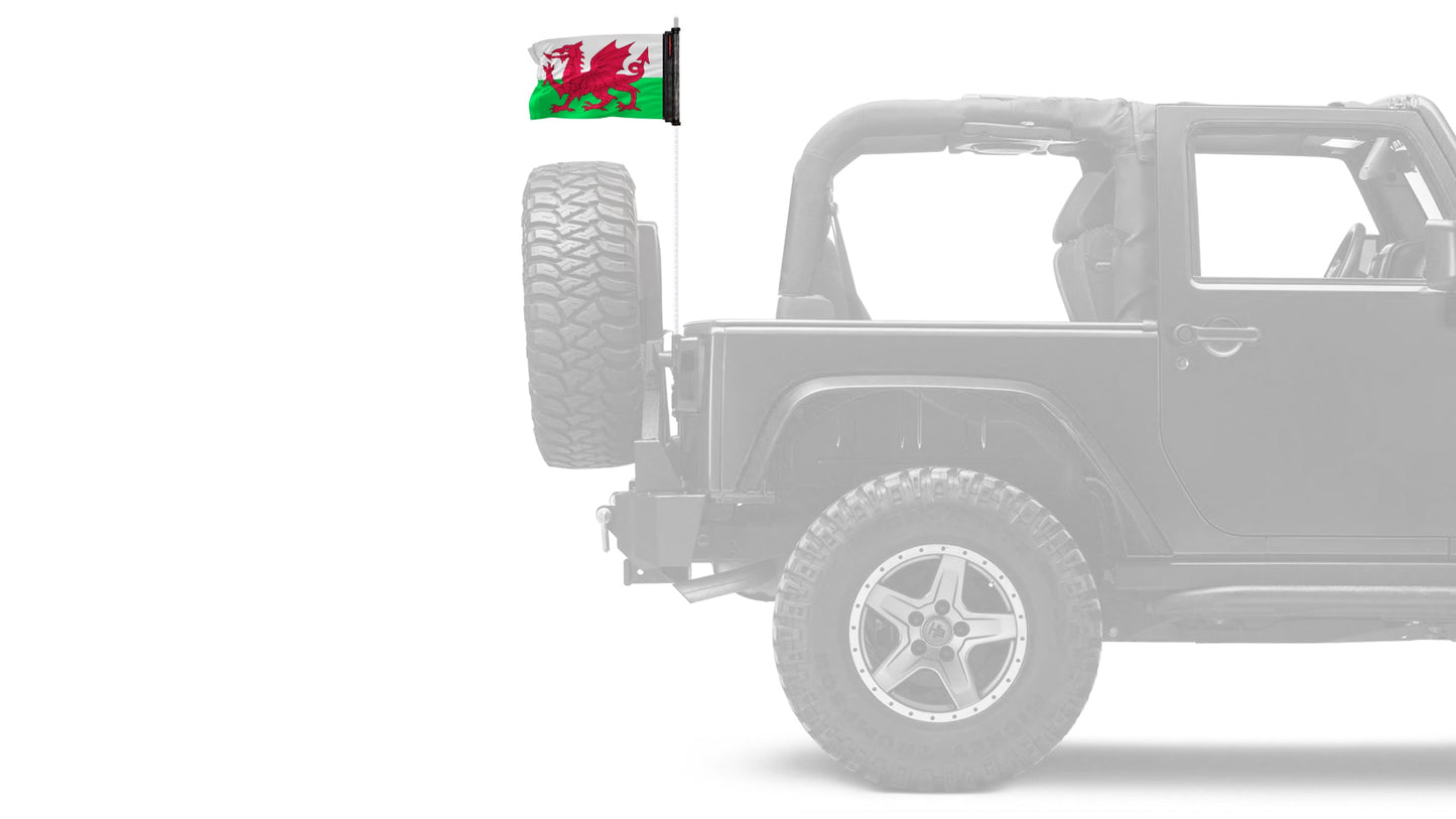 Wales 12"x18" Forever Wave Flag for Jeep Wrangler JL 2-Door 2018-Present