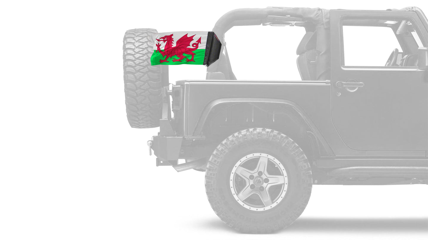Wales 12"x18" Forever Wave Flag for Jeep Wrangler TJ 1996-2006