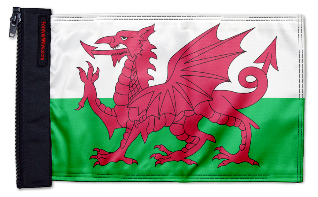 Wales 12"x18" Forever Wave Flag for Jeep Wrangler JKU 4-Door 2007-2018