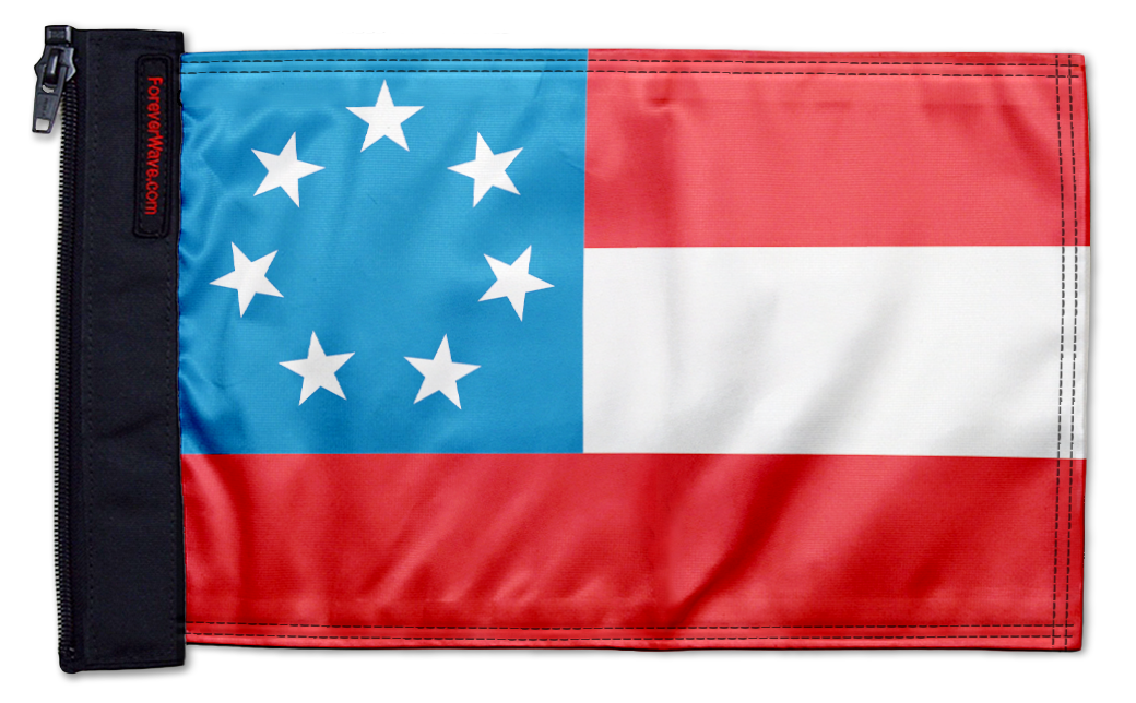 1st Confederate 7 Star 12"x18" Forever Wave Flag for Boats