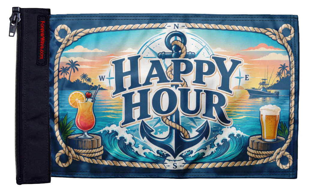 Happy Hour Nautical 12"x18" Forever Wave zip-on flag for Jeep Gladiator JT