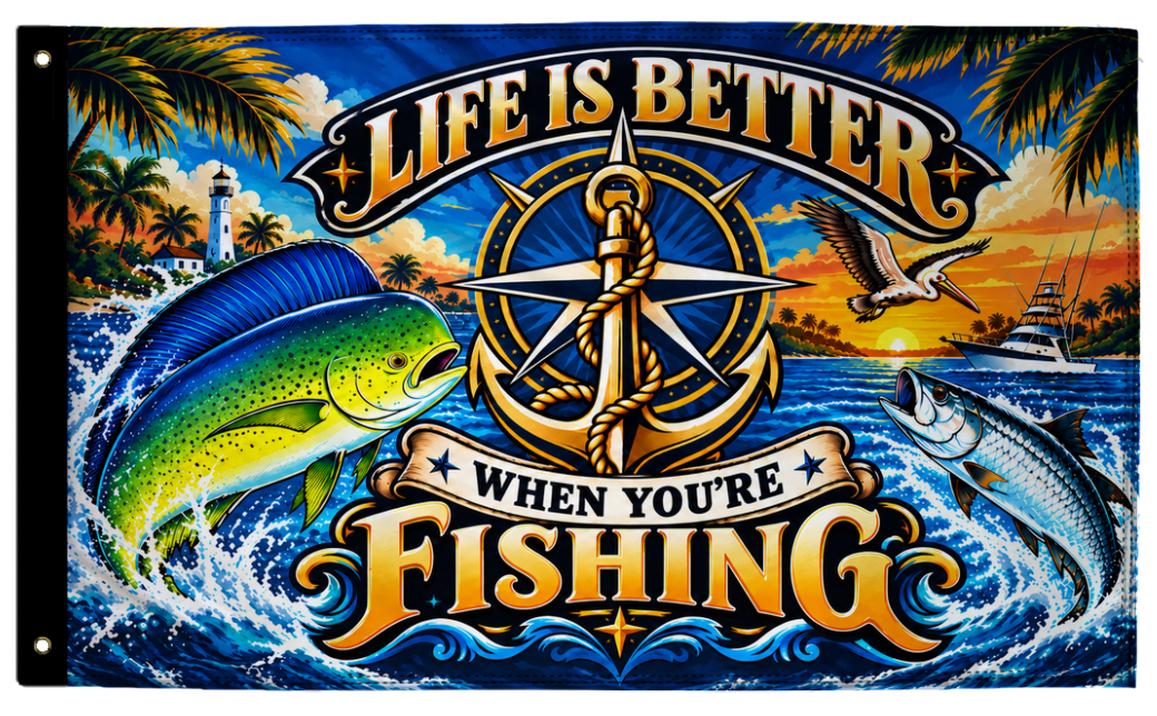Life Is Better 3'x5' double-sided flag made in the USA