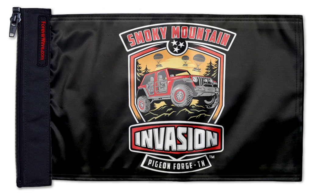 Smoky Mountain Jeep Invasion 12"x18" Forever Wave Flag